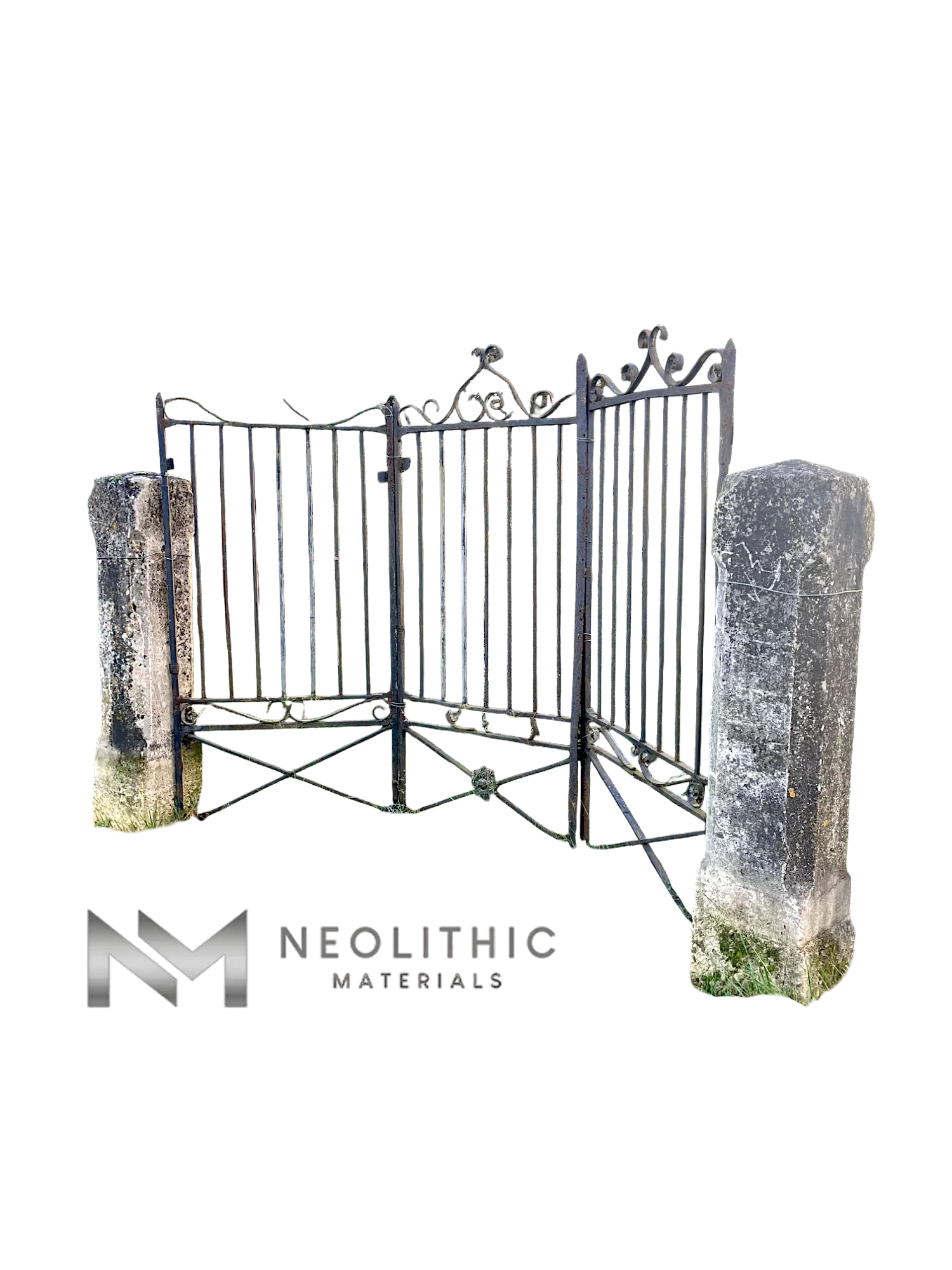 Antique Limestone Pillars (Pair) - Image 1